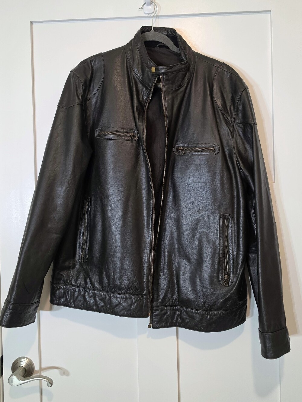 F&F Lee Rees-Oliviers Vintage Leather Jacket Dark Brown XL Cafe Racer